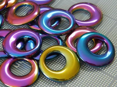29MM Grade A Synthetic Electroplated Hematite Donut Focal Beads - Plated - Thumbnail 3