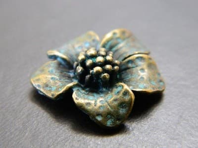 20MM Rounded Bronze Patina Alloy Flower Cabochon-Metal Cabochon Floral Flower - Thumbnail 7
