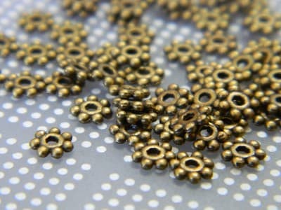 4.5MM Bronze Tibetan Style Daisy Bead Spacers - Metal Spacer Bead - Bronze - Image 1