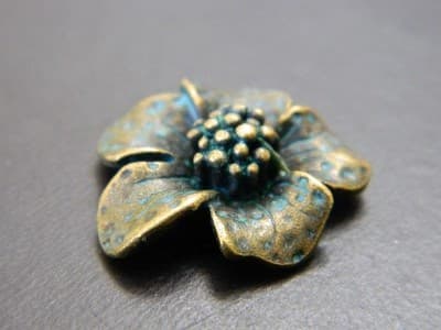 20MM Rounded Bronze Patina Alloy Flower Cabochon-Metal Cabochon Floral Flower - Thumbnail 5