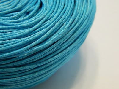 1MM Cyan Blue Wax Cotton Cord Jewelry Making Stringing Material - Threaded - Image 1