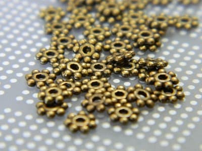 4.5MM Bronze Tibetan Style Daisy Bead Spacers - Metal Spacer Bead - Bronze - Thumbnail 2