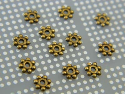 4.5MM Bronze Tibetan Style Daisy Bead Spacers - Metal Spacer Bead - Bronze - Thumbnail 3
