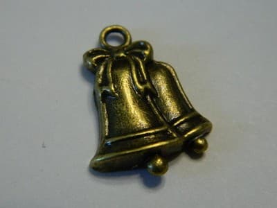 22MM Christmas Bells Bronze Brass Charm Pendants - Bronze Christmas Holiday - Thumbnail 2
