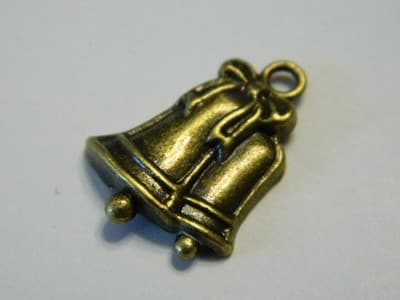 22MM Christmas Bells Bronze Brass Charm Pendants - Bronze Christmas Holiday - Thumbnail 3