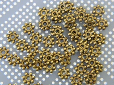 4.5MM Bronze Tibetan Style Daisy Bead Spacers - Metal Spacer Bead - Bronze - Thumbnail 4