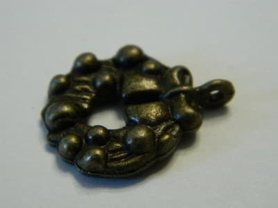 22MM Christmas Wreath Bronze Brass Charm Pendants - Bronze Toned Christmas Door - Thumbnail 4