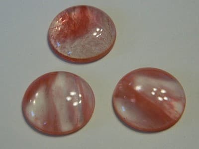 25MM Basic Round Synthetic Cherry Quartz Cabochon - Red & Clear Glass Quartz - Image 1