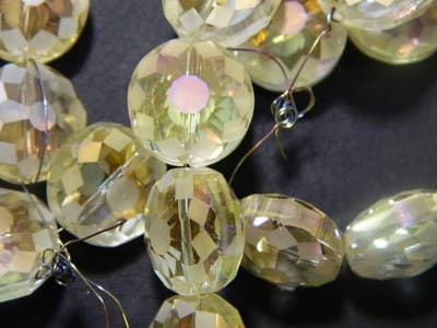 14MM Champagne Transparent Starburst Pattern Rainbow Plated Faceted Flat Round - Thumbnail 6