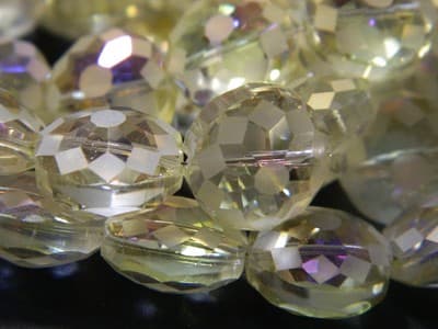 14MM Champagne Transparent Starburst Pattern Rainbow Plated Faceted Flat Round - Thumbnail 9