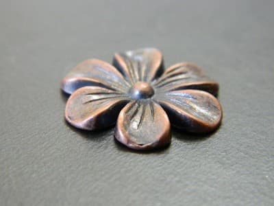 20MM Round Red Copper Alloy Flower Cabochon - Metal Cabochon Floral Flower Flat - Thumbnail 3