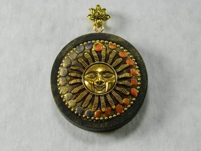 44MM Handmade Indonesia Round Sandalwood Decorative Wooden Amulet - Large Bali - Thumbnail 2