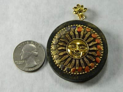 44MM Handmade Indonesia Round Sandalwood Decorative Wooden Amulet - Large Bali - Thumbnail 7