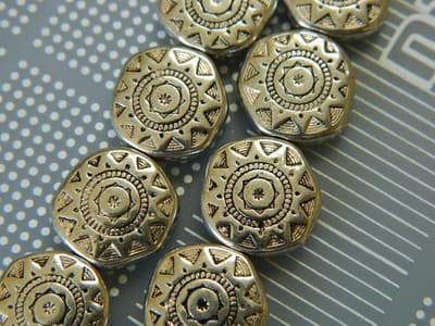 13MM Silver Pewter Tribal Sun Pattern Coin Beads - Pewter Spacer Beads - Tribal - Image 1