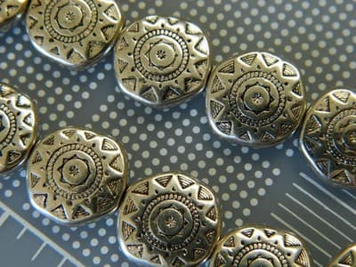 13MM Silver Pewter Tribal Sun Pattern Coin Beads - Pewter Spacer Beads - Tribal - Thumbnail 5