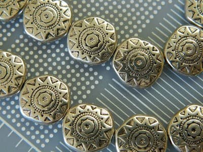 13MM Silver Pewter Tribal Sun Pattern Coin Beads - Pewter Spacer Beads - Tribal - Thumbnail 7