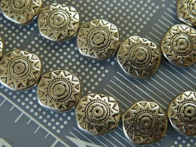 13MM Silver Pewter Tribal Sun Pattern Coin Beads - Pewter Spacer Beads - Tribal - Thumbnail 9