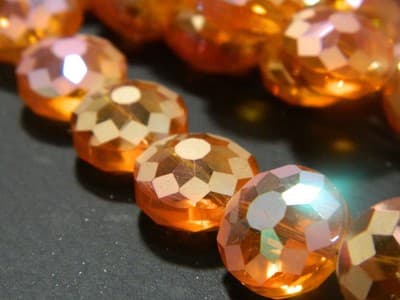 14MM Orange Dream Transparent Starburst Pattern Rainbow Plated Faceted Flat - Image 1