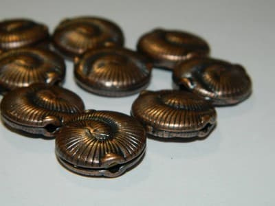 18.5MM BIG HOLE Flat Round Red Copper Pewter Beads - Large Ocean Shell Style - Thumbnail 5