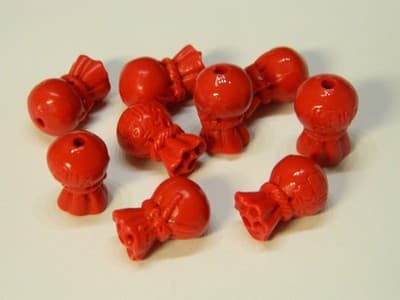 15.5MM Red Cinnabar Lucky Bag Beads - Wealth Making Protection Jewelers - Thumbnail 4