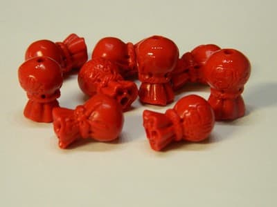 15.5MM Red Cinnabar Lucky Bag Beads - Wealth Making Protection Jewelers - Thumbnail 7