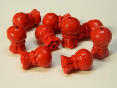 15.5MM Red Cinnabar Lucky Bag Beads - Wealth Making Protection Jewelers - Image 1