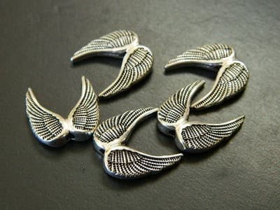19MM Delicate Antiqued Metal Alloy Silver Angel Wing Beads - Silver Angel Wing - Thumbnail 5