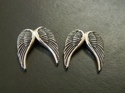 19MM Delicate Antiqued Metal Alloy Silver Angel Wing Beads - Silver Angel Wing - Thumbnail 2