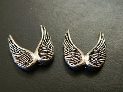 19MM Delicate Antiqued Metal Alloy Silver Angel Wing Beads - Silver Angel Wing - Thumbnail 3