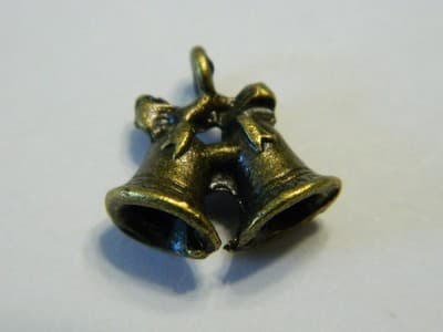 15MM Christmas Bells Bronze Brass Charm Pendants - Bronze Toned Christmas Door - Image 1