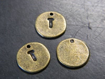 13MM Bronze Initial Letter "T" Alphabet Charm Pendants - Brass Alphabetical - Image 1