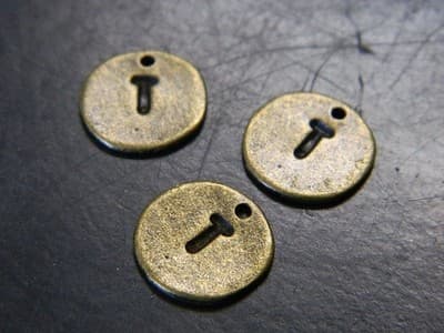 13MM Bronze Initial Letter "T" Alphabet Charm Pendants - Brass Alphabetical - Thumbnail 5