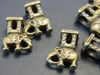 19MM BIG HOLE Antiqued Bronze Pewter Elephant Beads - Bronze Elephant Pewter - Thumbnail 3