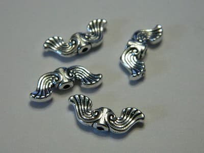 19MM Curvy Antiqued Metal Alloy Silver Angel Wings Beads - Silver Angel Wing - Thumbnail 6