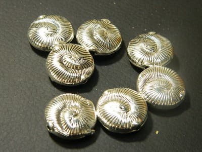 18.5MM BIG HOLE Flat Round Antiqued Silver Pewter Beads - Large Ocean Shell - Thumbnail 3