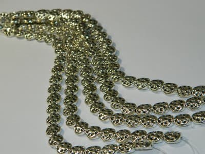 10MM Flat Round Antiqued Silver Tone Dotted Pewter Coin Beads - Metal Dot - Thumbnail 4