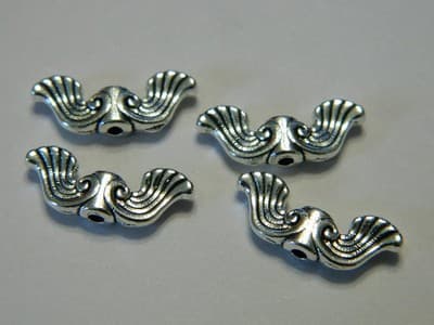 19MM Curvy Antiqued Metal Alloy Silver Angel Wings Beads - Silver Angel Wing - Thumbnail 8