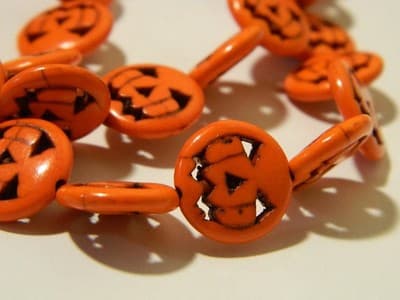 15MM Orange Howlite Jack O Lantern Pumpkin Beads - Halloween Jewelry Making - Thumbnail 8