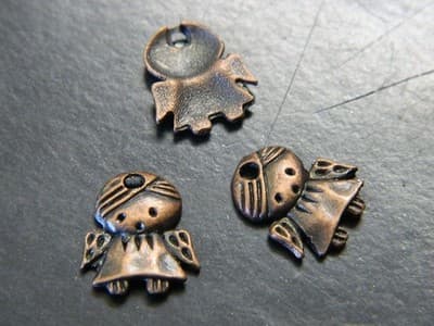 14MM Red Copper Tibet Style Guardian Angel Tab Charm Pendants - Copper Toned - Image 1