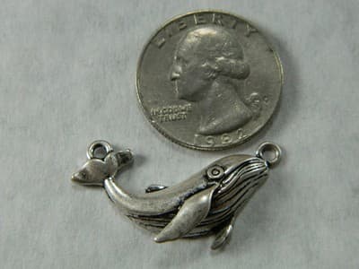 25MM Silver Whale Charm Pendants - Sea Life Ocean Beach Marine Life Whale - Thumbnail 7