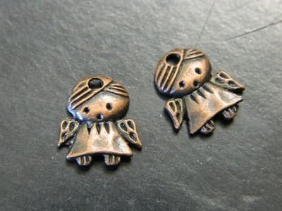 14MM Red Copper Tibet Style Guardian Angel Tab Charm Pendants - Copper Toned - Thumbnail 6