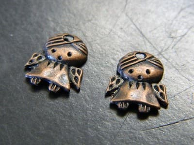 14MM Red Copper Tibet Style Guardian Angel Tab Charm Pendants - Copper Toned - Thumbnail 4