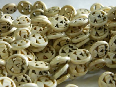15MM White Howlite Jack O Lantern Pumpkin Beads - Halloween Jewelry Making Dark - Image 1