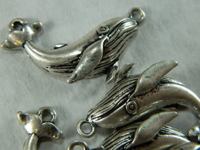 25MM Silver Whale Charm Pendants - Sea Life Ocean Beach Marine Life Whale - Thumbnail 4