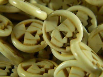 15MM White Howlite Jack O Lantern Pumpkin Beads - Halloween Jewelry Making Dark - Thumbnail 6