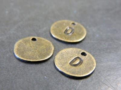 13MM Bronze Initial Letter "D" Alphabet Charm Pendants-Brass Alphabetical - Thumbnail 3