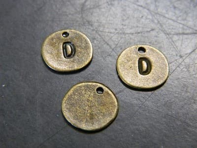 13MM Bronze Initial Letter "D" Alphabet Charm Pendants-Brass Alphabetical - Image 1