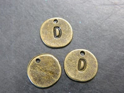 13MM Bronze Initial Letter "D" Alphabet Charm Pendants-Brass Alphabetical - Thumbnail 2