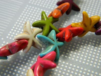 14MM Multi Colored Synthetic Howlite Starfish Beads - Mixed Colors Starfish Sea - Image 1