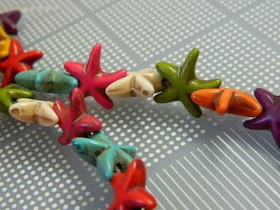 14MM Multi Colored Synthetic Howlite Starfish Beads - Mixed Colors Starfish Sea - Thumbnail 5